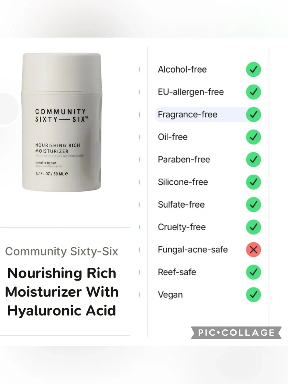 Community Sixty-Six Nourishing Rich Moisturizer cream with hyaluronic acid